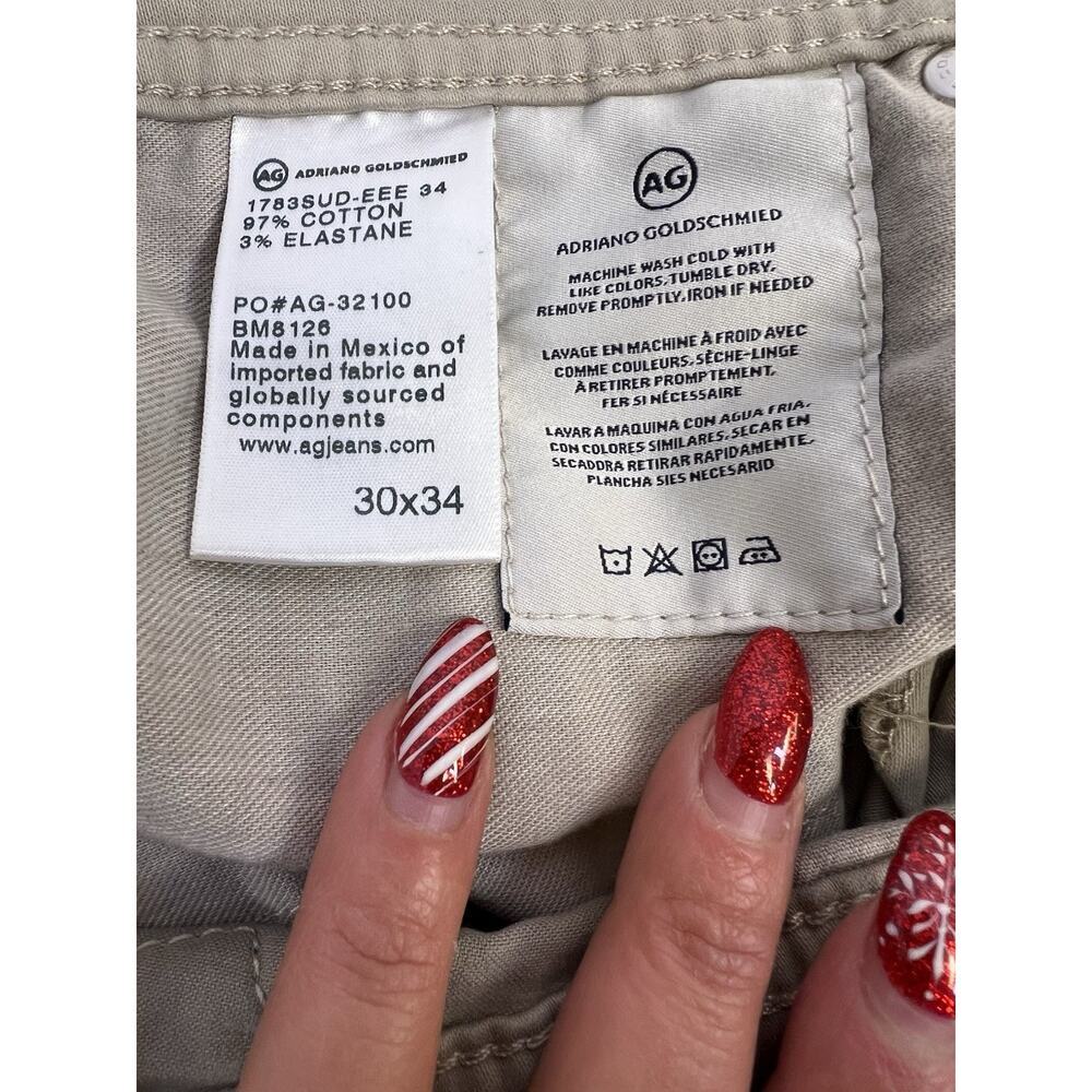 AG Tellis Modern Slim Sueded Sateen Chino Jeans Luxe Mens 30/34 Khaki - Picture 9 of 13